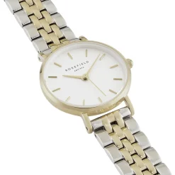 ROSEFIELD Montre The Small Edit Blanc cadran doré fond blanc bracelet acier bicolore Hot