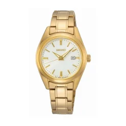 SEIKO Montre Classique Blanc cadran doré fond blanc bracelet acier doré Sale