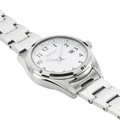SEIKO Montre Classique Blanc cadran argenté fond blanc bracelet acier gris Online