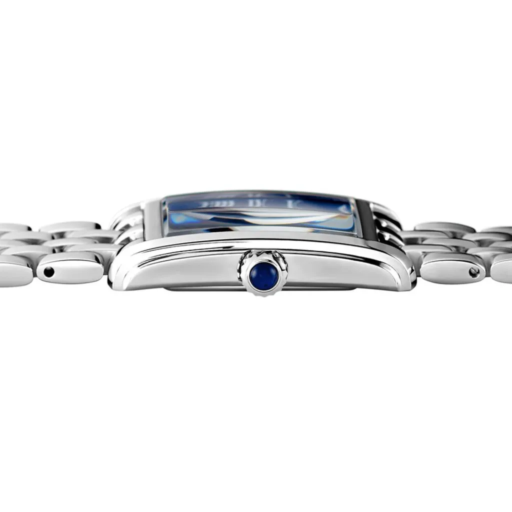 SEIKO Montre Classique Bleu cadran argenté fond bleu bracelet acier argenté Outlet