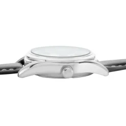 SEIKO Montre Classique Blanc cadran argenté fond blanc bracelet cuir noir Clearance