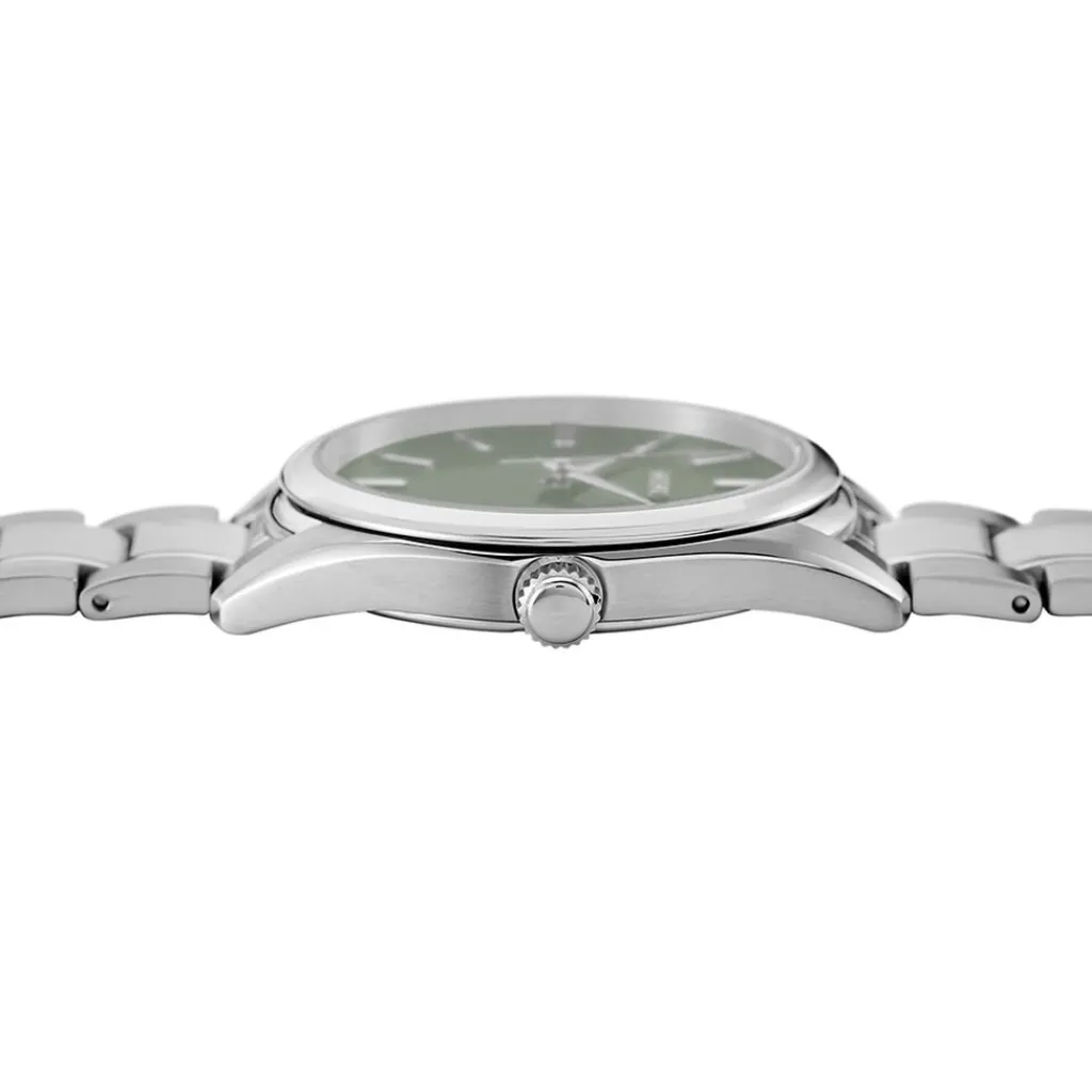 SEIKO Montre Classique Kaki cadran argenté fond kaki bracelet acier argenté Sale