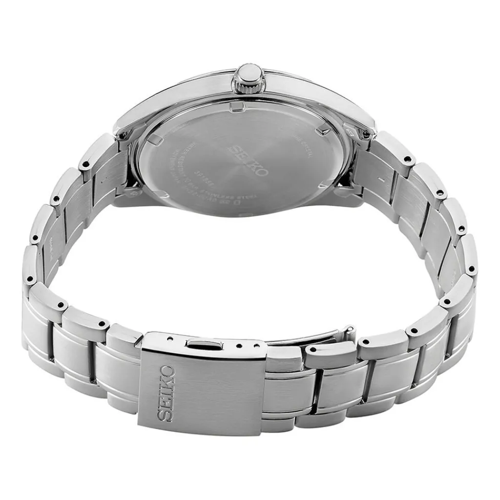 SEIKO Montre Classique Kaki cadran argenté fond kaki bracelet acier argenté Sale