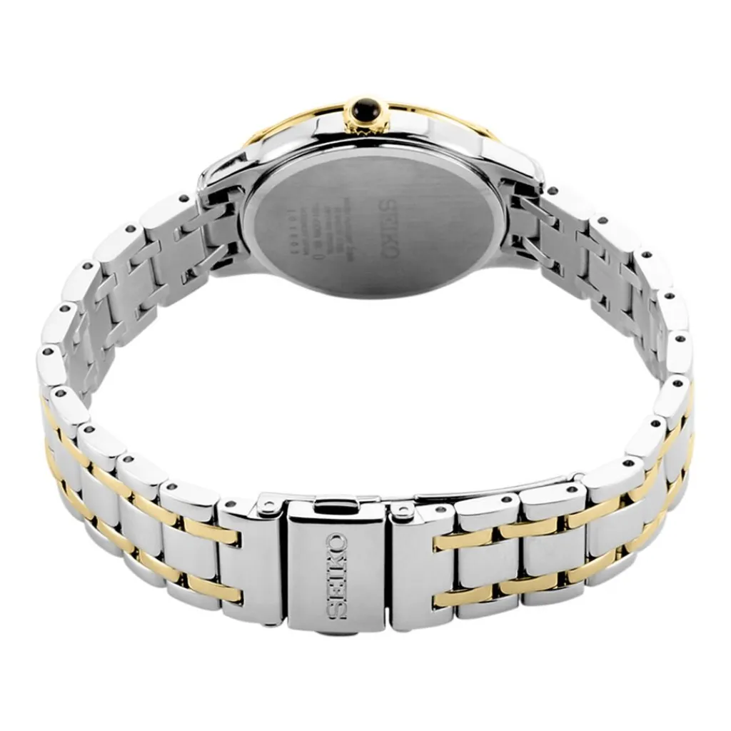 SEIKO Montre Classique Nacre cadran bicolore fond nacre bracelet acier bicolore