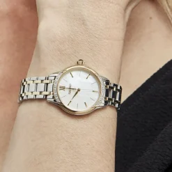 SEIKO Montre Classique Nacre cadran bicolore fond nacre bracelet acier bicolore