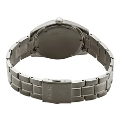 SEIKO Montre Classique Titane Noir cadran gris fond noir bracelet titane gris