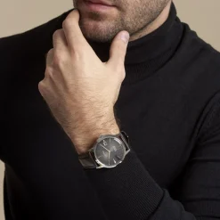 SEIKO Montre Presage Cocktail Marron cadran argenté fond marron bracelet cuir marron Outlet