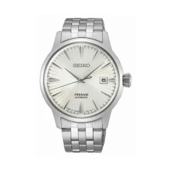 SEIKO Montre Presage Cocktail Ivoire cadran argenté fond ivoire bracelet acier gris Outlet