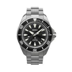 SEIKO Montre Prospex Noir cadran argenté fond noir bracelet acier argenté