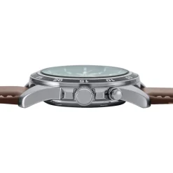 SEIKO Montre Sport Kinetic Vert cadran argenté fond vert bracelet cuir marron Best