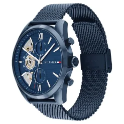 TOMMY HILFIGER Montre Baker Bleu cadran bleu fond bleu bracelet acier bleu