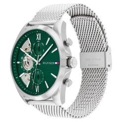 TOMMY HILFIGER Montre Baker Vert cadran argenté fond vert bracelet acier argenté Online