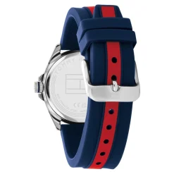 TOMMY HILFIGER Montre Boys Bleu cadran argenté fond bleu bracelet silicone bicolore Online