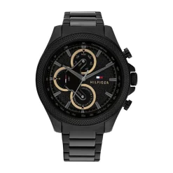 TOMMY HILFIGER Montre Clark Noir cadran noir fond noir bracelet acier noir Online
