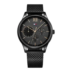 TOMMY HILFIGER Montre Damon Noir cadran noir fond noir bracelet acier noir Online