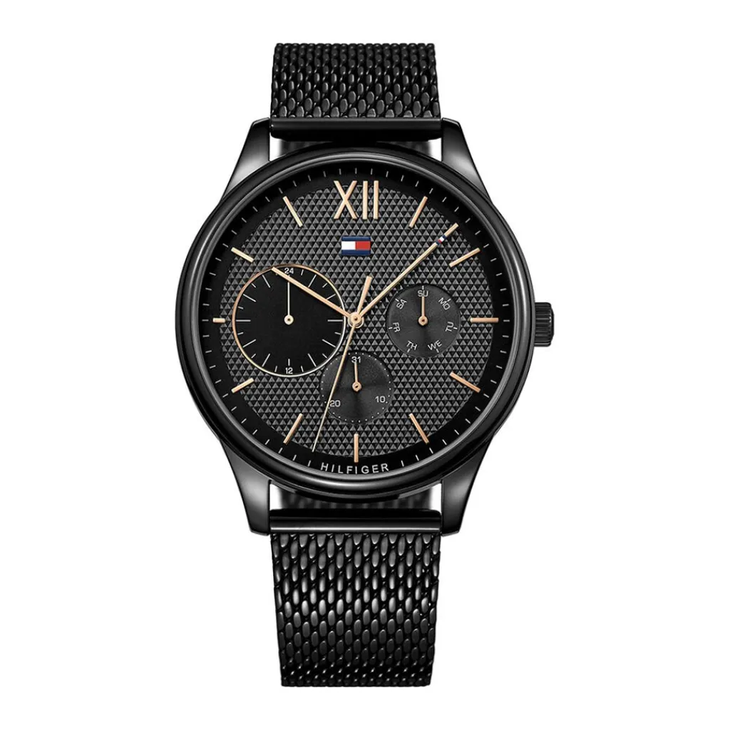 TOMMY HILFIGER Montre Damon Noir cadran noir fond noir bracelet acier noir Online