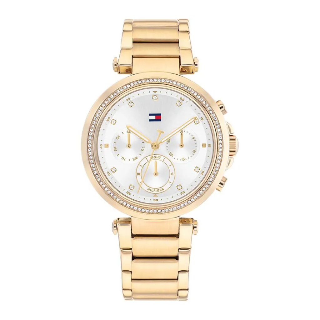 TOMMY HILFIGER Montre Emily Argenté cadran doré fond argenté bracelet acier doré New