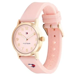 TOMMY HILFIGER Montre Girls Rose cadran argenté fond rose bracelet silicone rose Online