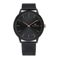 TOMMY HILFIGER Montre Hendrix Noir cadran noir fond noir bracelet acier noir Hot