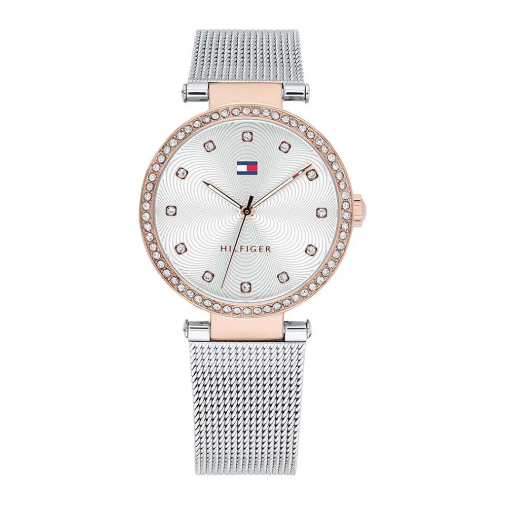 TOMMY HILFIGER Montre Lynn Argenté cadran doré rose fond argenté bracelet acier argenté New