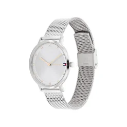 TOMMY HILFIGER Montre Pippa Blanc cadran argenté fond blanc bracelet acier argenté New