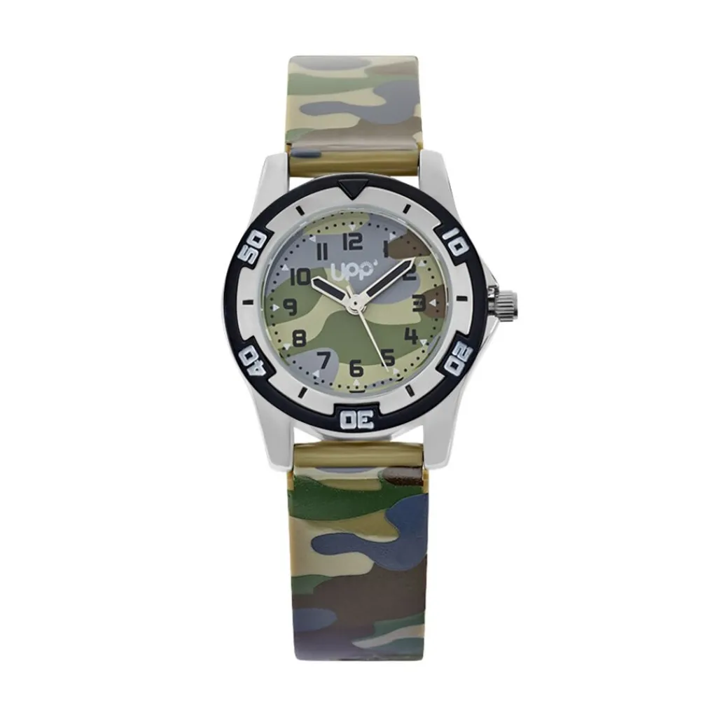 UPP Montre Alexis Camouflage cadran argenté fond vert bracelet plastique camouflage Sale