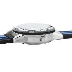 UPP Montre Alexis Noir cadran argenté fond noir bracelet plastique noir et bleu Best