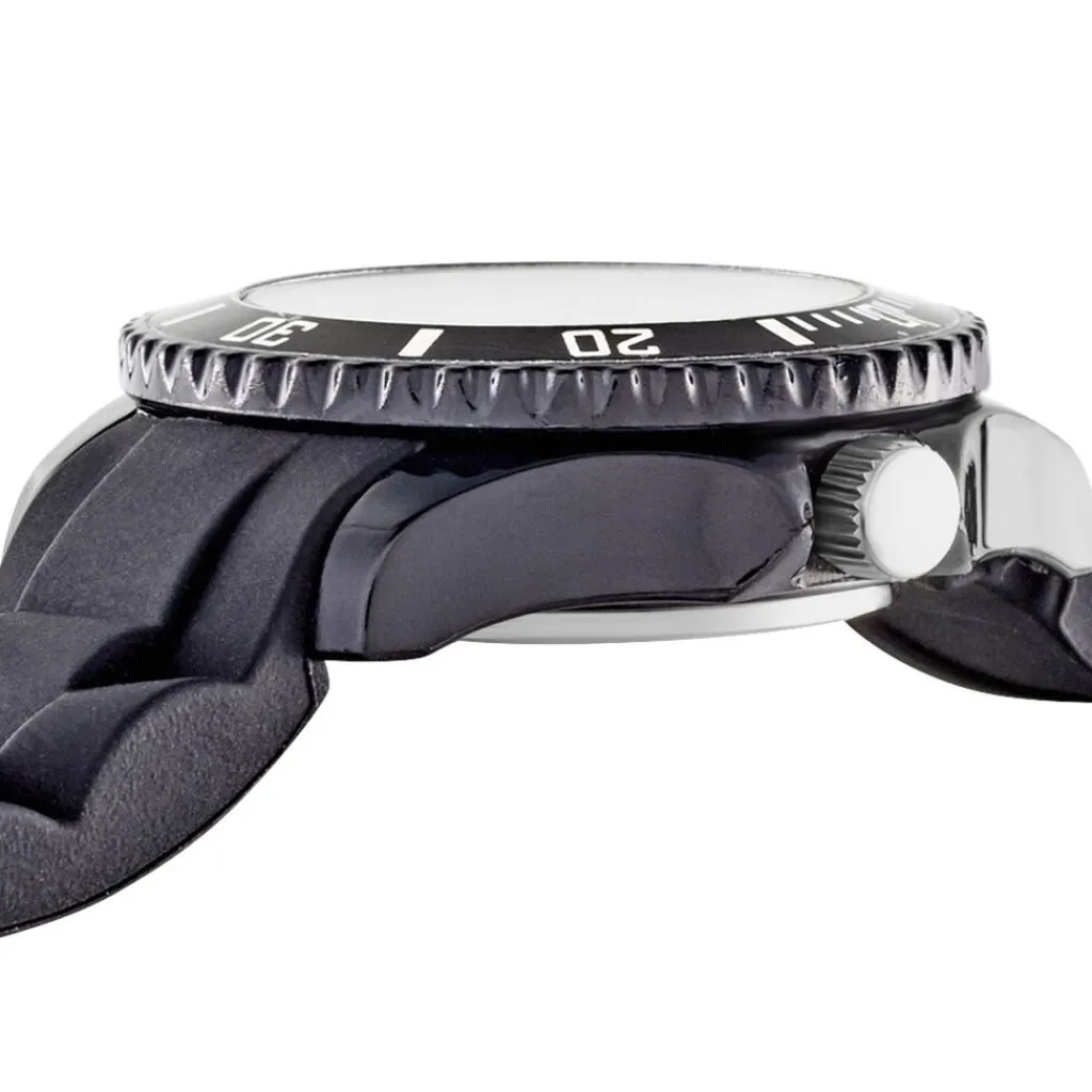 UPP Montre Aria Blanc cadran noir fond blanc bracelet silicone noire New