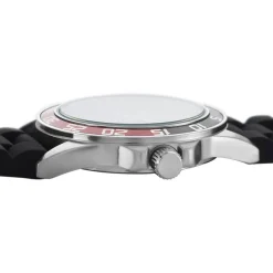 UPP Montre Axel Noir Et Rouge cadran argenté fond noir bracelet silicone noire New