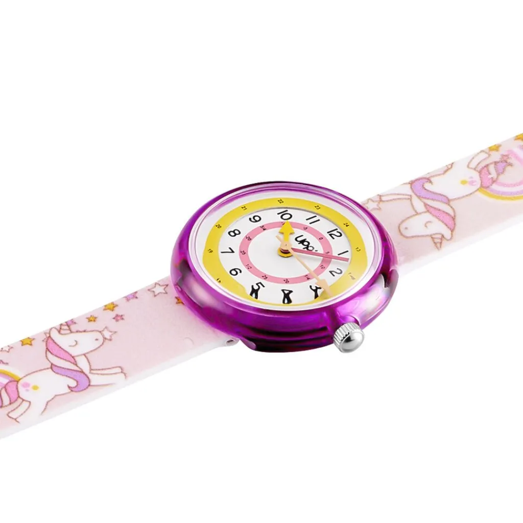 UPP Montre Beatty Multicolore cadran violet fond multicolore bracelet plastique rose Discount