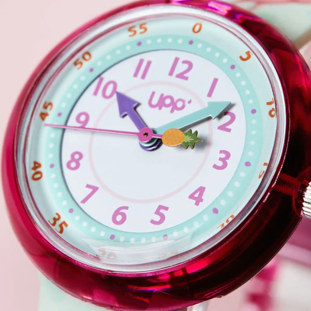 UPP Montre Beatty Multicolore cadran rose fond multicolore bracelet plastique vert Outlet