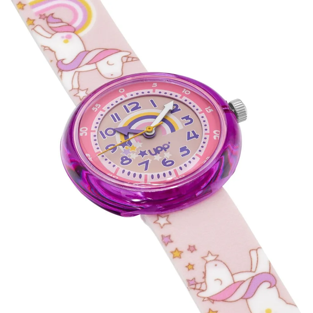 UPP Montre Beatty Rose cadran violet fond rose bracelet plastique rose Hot