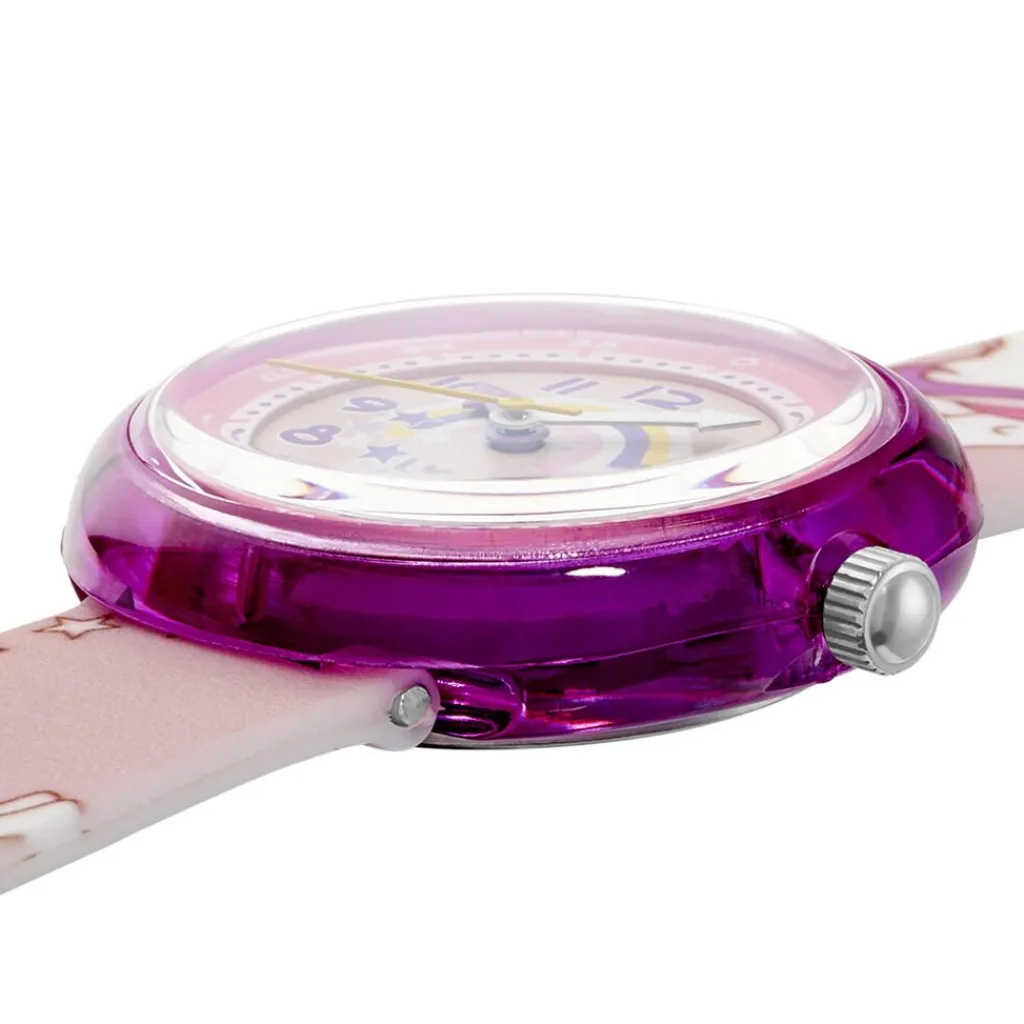 UPP Montre Beatty Rose cadran violet fond rose bracelet plastique rose Hot