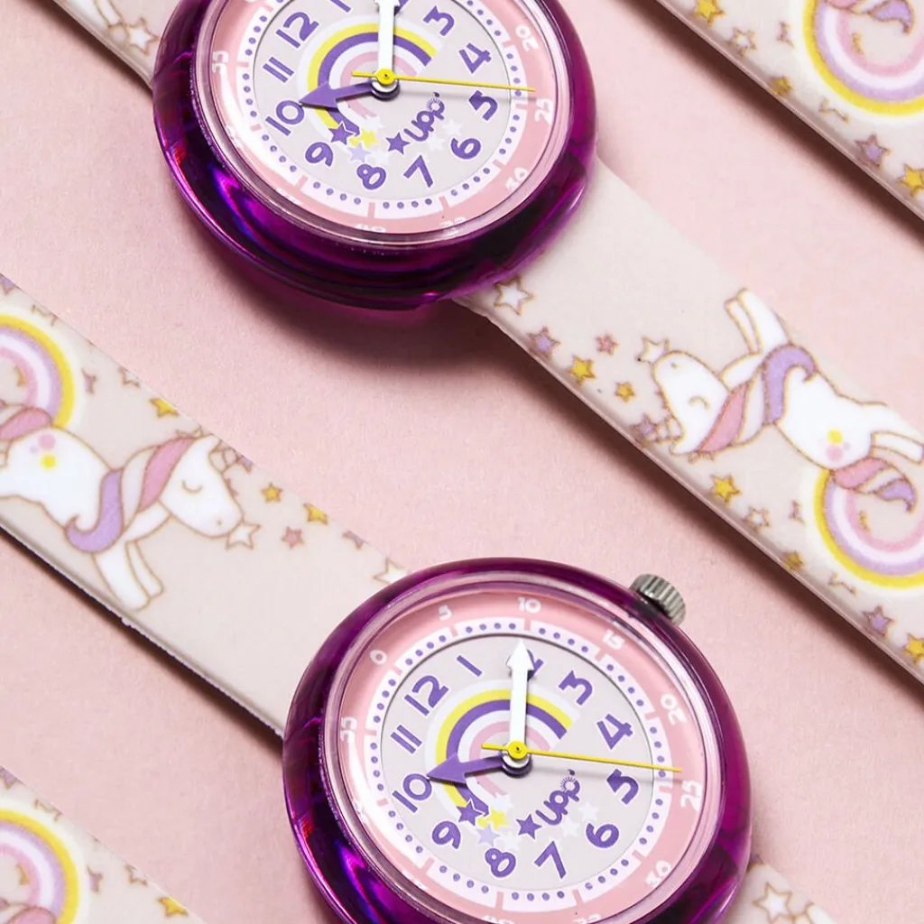 UPP Montre Beatty Rose cadran violet fond rose bracelet plastique rose Hot