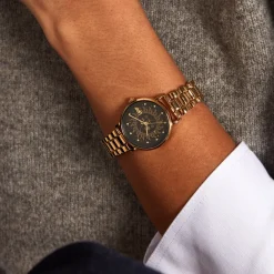 UPP Montre Bl Solena Noir cadran doré fond noir bracelet alliage doré Hot