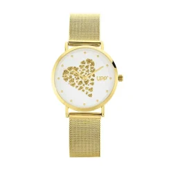 UPP Montre Crush Blanc cadran doré fond blanc bracelet acier doré