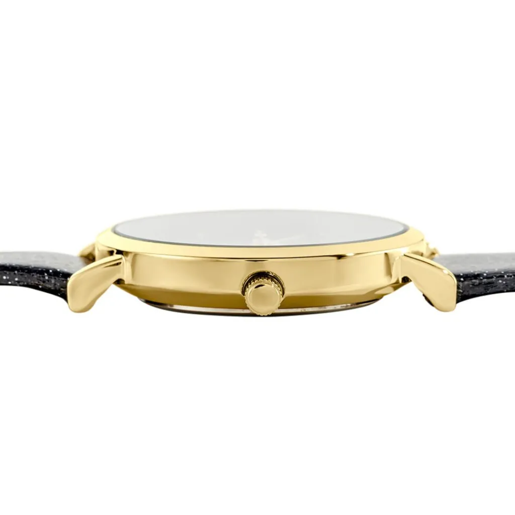 UPP Montre Crush Noir cadran doré fond noir bracelet synthétique noir Best