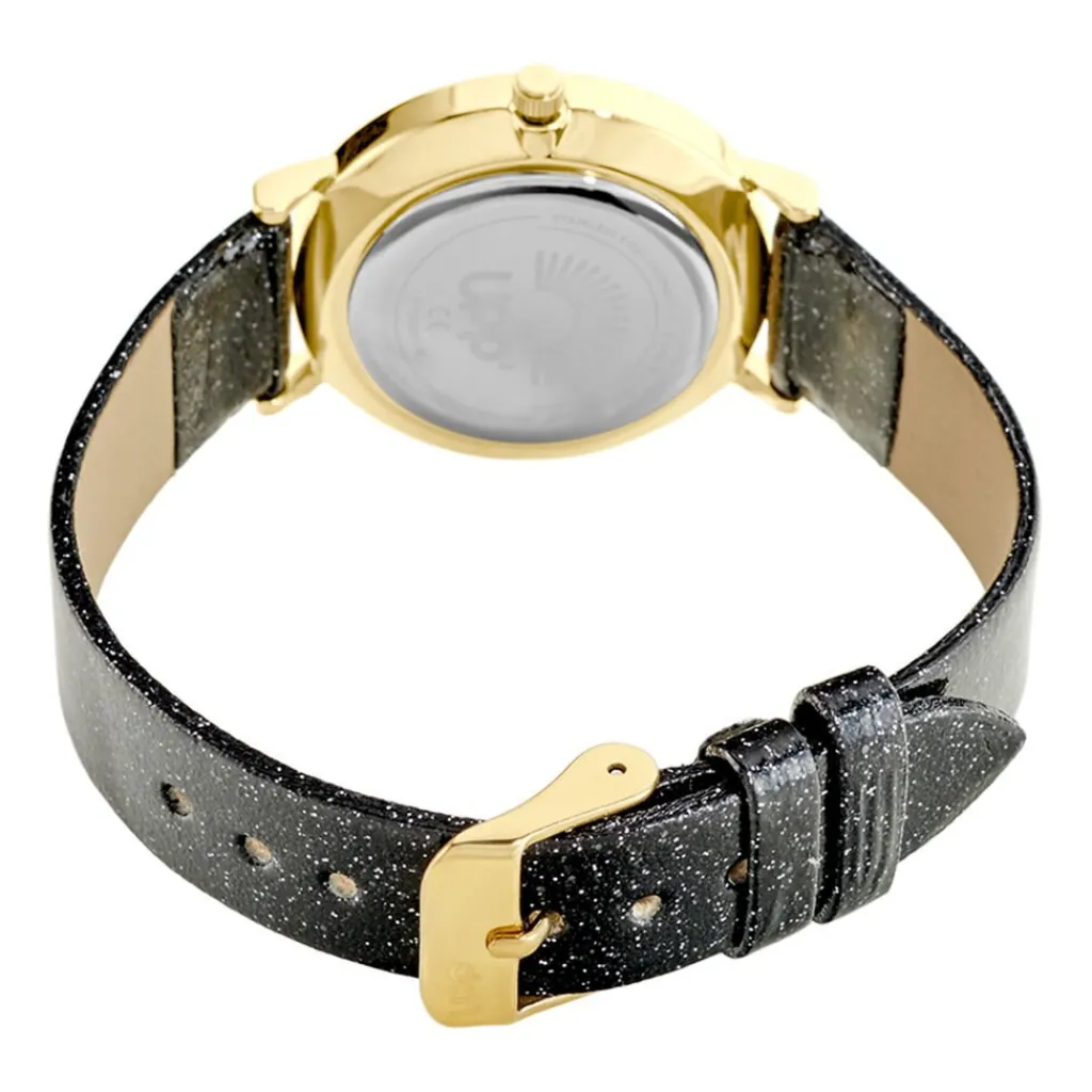 UPP Montre Crush Noir cadran doré fond noir bracelet synthétique noir Best