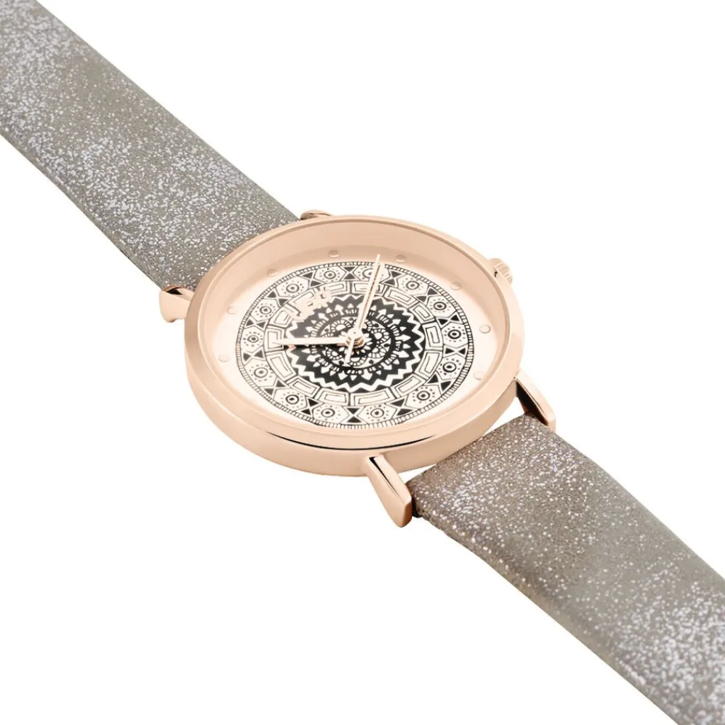 UPP Montre Dream Doré Rosé cadran doré rose fond doré rose bracelet synthétique taupe New