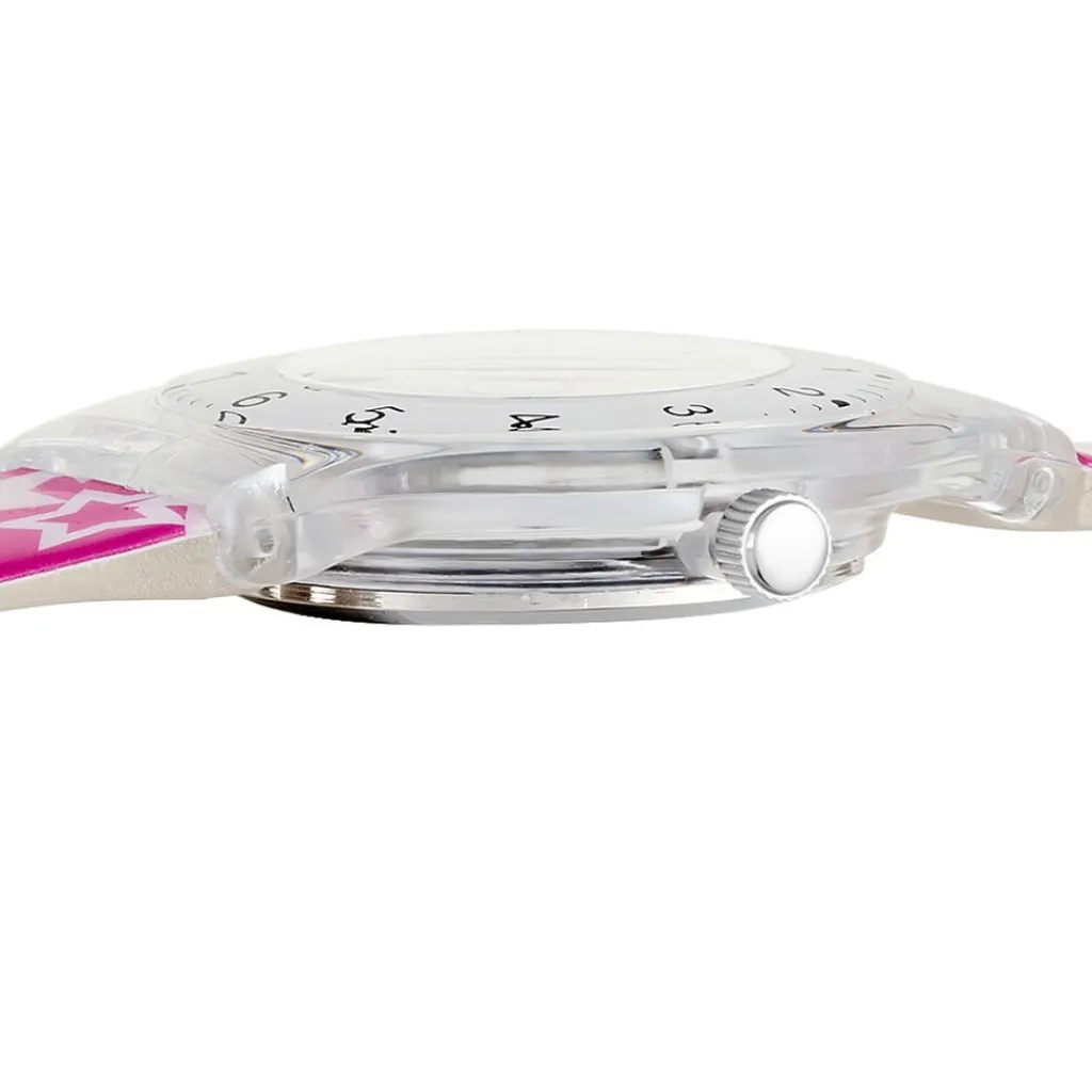 UPP Montre Etoile Blanc cadran blanc fond blanc bracelet plastique rose Hot