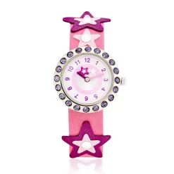 CODHOR Montre Upp Etoile Rose cadran argenté fond rose bracelet plastique rose Best