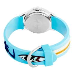 UPP Montre Fuzzy Bleu cadran argenté fond bleu bracelet silicone bleu Best