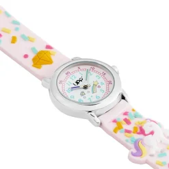 UPP Montre Fuzzy Rose Et Blanc cadran argenté fond rose bracelet silicone rose Online