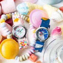 UPP Montre Fuzzy Rose Et Blanc cadran argenté fond rose bracelet silicone rose Online