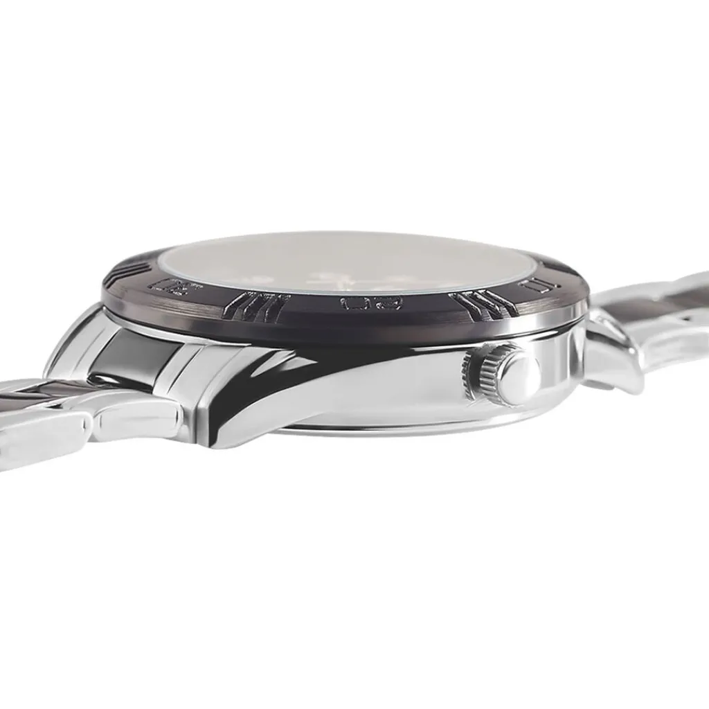 UPP Montre Matthieu Noir cadran argenté fond noir bracelet métal bicolore Hot