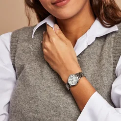 UPP Montre Solena Blanc cadran argenté fond blanc bracelet acier argenté Discount