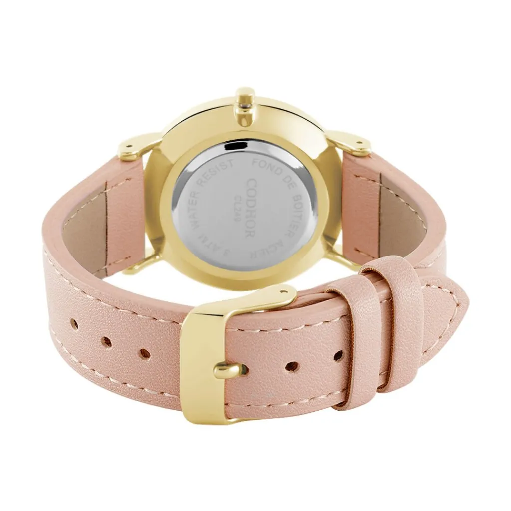 UPP Montre Solene Doré cadran doré fond doré bracelet synthétique rose Online