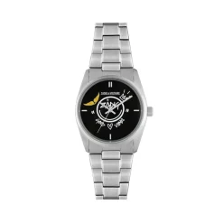 ZADIG & VOLTAIRE Montre Fusion Noir cadran argenté fond noir bracelet acier argenté Discount