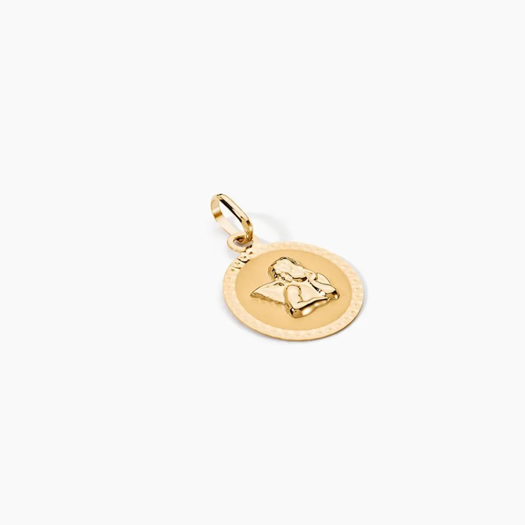 Histoire d'Or Pendentif Ange Rond Cisele or jaune Sale