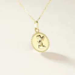 Histoire d'Or Pendentif Ange Rond Cisele or jaune Outlet